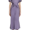 Gathered V-Neck Midi Dress