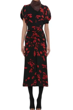Gathered Waist Midi Dress
