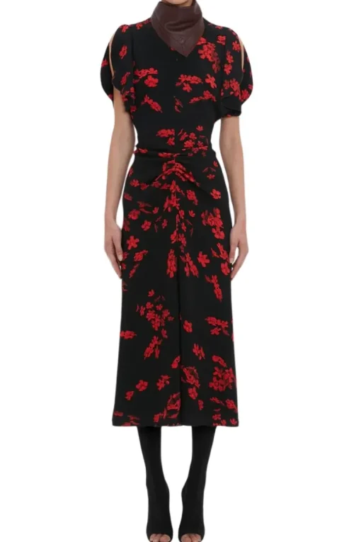 Gathered Waist Midi Dress