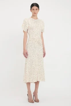 Gathered Waist Midi Dress