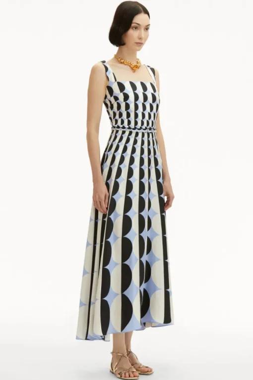 Geometric Circle Silk Twill Dress