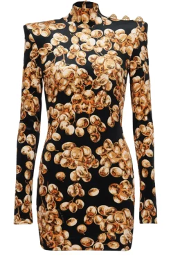 Grape Print Velvet Dress