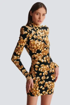 Grape Print Velvet Dress