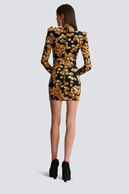 Grape Print Velvet Dress