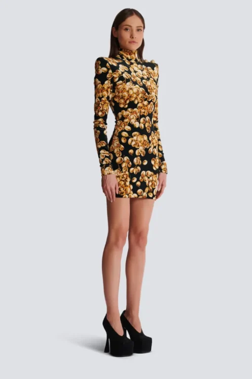 Grape Print Velvet Dress