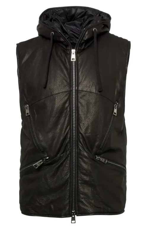 Hooded Leather Vest