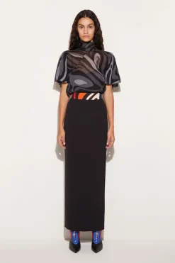 Marmo-Print Long Skirt