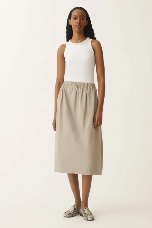 Micro Faille Midi Skirt