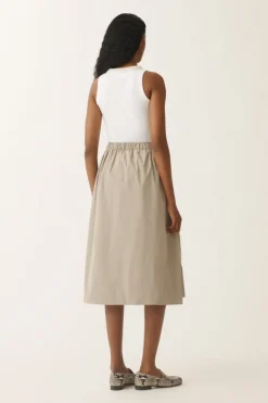 Micro Faille Midi Skirt