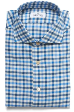 Navy-Aqua Check Shirt