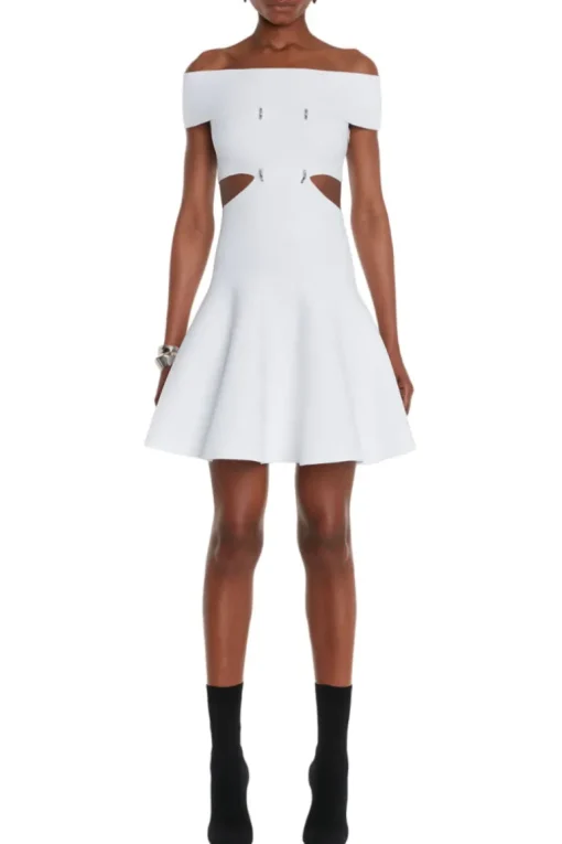 Off-The-Shoulder Slashed Mini Dress