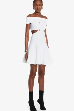 Off-The-Shoulder Slashed Mini Dress