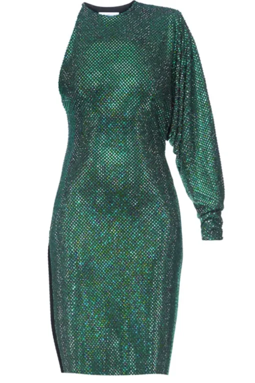 One Shoulder Crystallized Dress