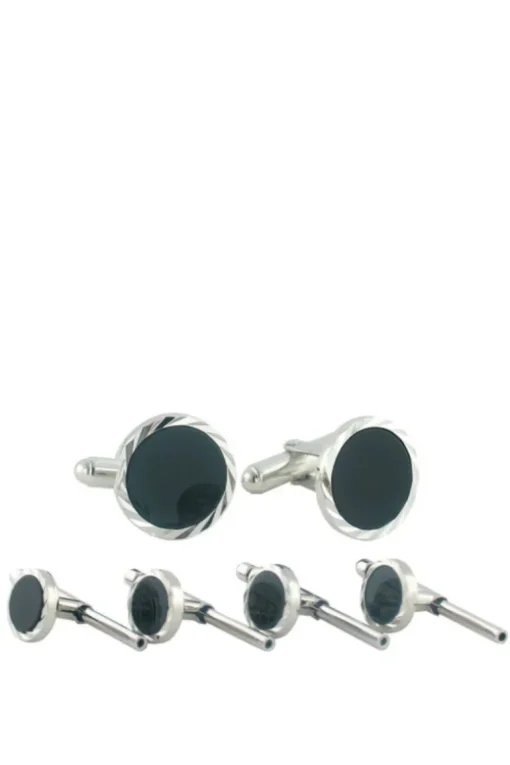 Onyx Diamond Cut Stud Set
