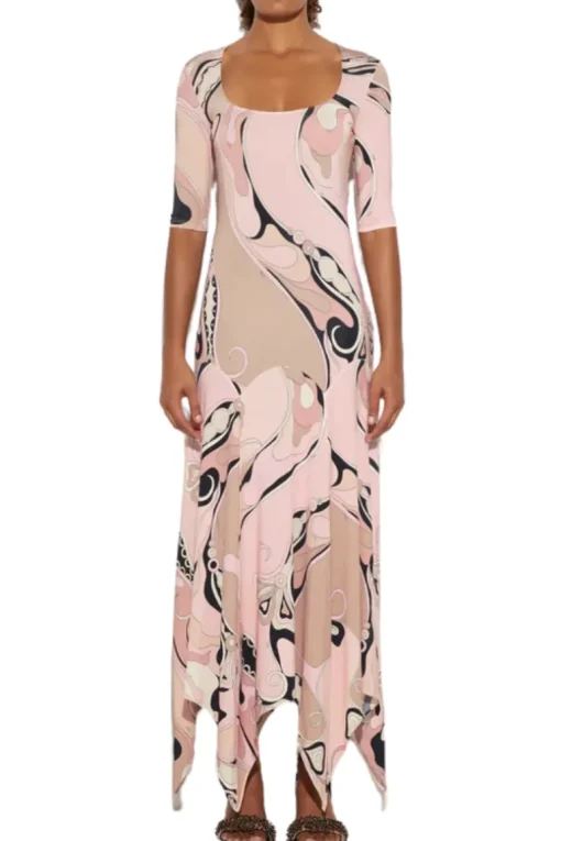 Orchidee Print Long Dress