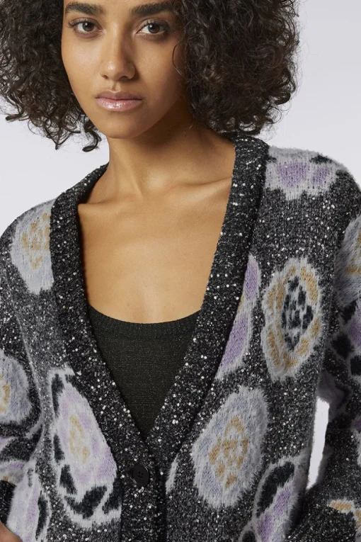 Oversized Sequin Rose Cardigan