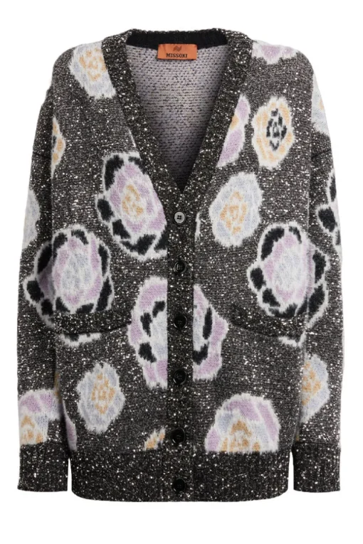 Oversized Sequin Rose Cardigan