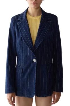 Pin Stripe Denim Blazer