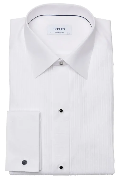 Plissé Black Tie Shirt, Slim