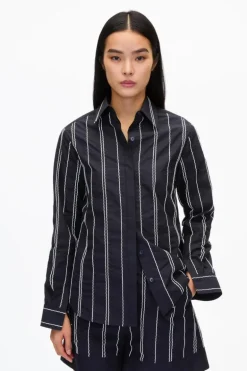 Poplin Shirt with Wave Embroidery