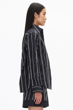 Poplin Shirt with Wave Embroidery