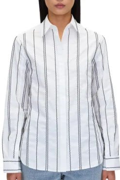 Poplin Shirt with Wave Embroidery