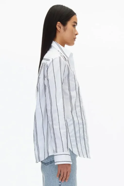 Poplin Shirt with Wave Embroidery