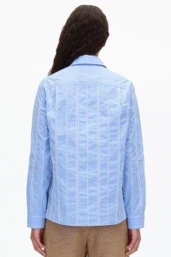 Poplin Shirt with Wave Embroidery