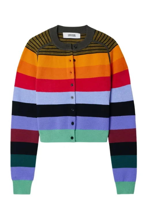Rainbow Stripe Knit Cardigan