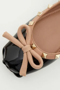 Rockstud Patent Leather Ballerina