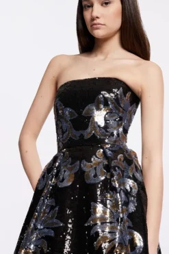 Sequin Embroidered Midi Dress