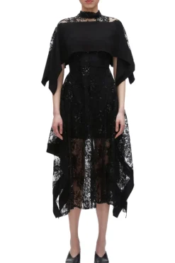 Sequin Lace Flounce Dress