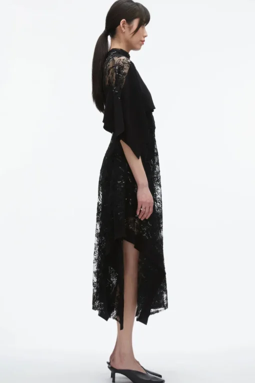 Sequin Lace Flounce Dress