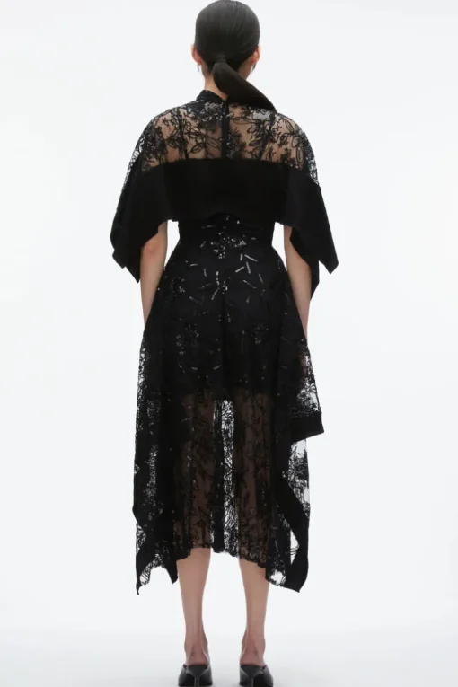 Sequin Lace Flounce Dress