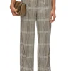 Sequin Plaid Wide Leg Trouser