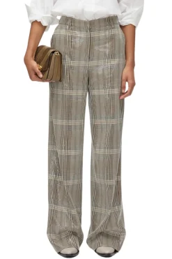 Sequin Plaid Wide Leg Trouser