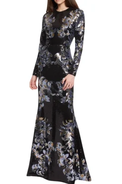 Sequined Embroidered Maxi Dress