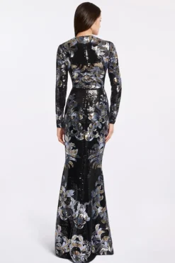 Sequined Embroidered Maxi Dress