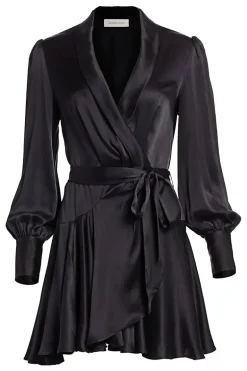 Silk Wrap Mini Dress