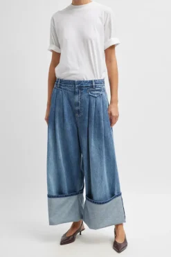 Spring Denim Triple Pleat Jean