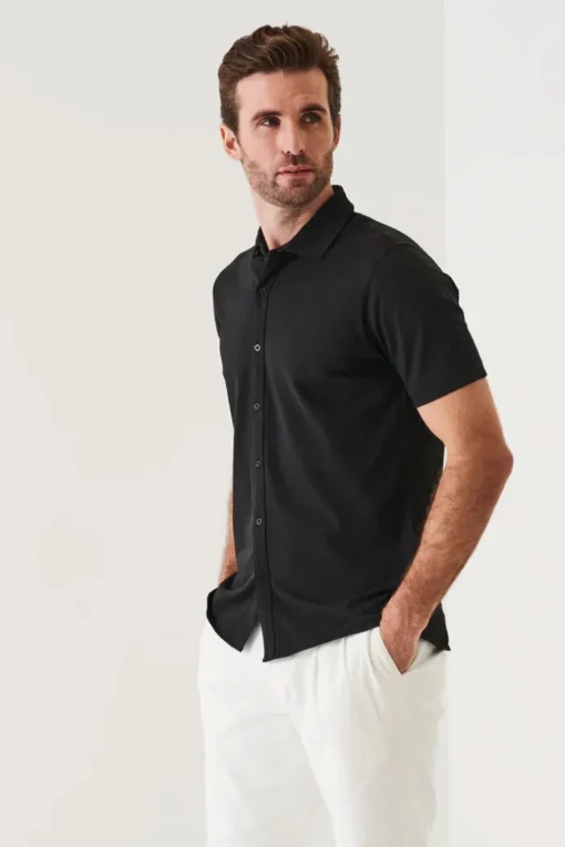 Stretch Button-Front Shirt