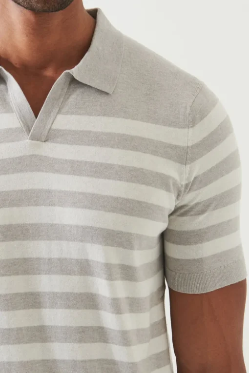 Striped Open Polo