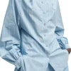 Striped Tech Poplin Raglan Tucked Shirt