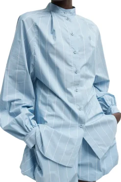 Striped Tech Poplin Raglan Tucked Shirt