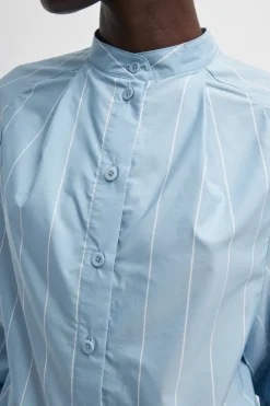 Striped Tech Poplin Raglan Tucked Shirt