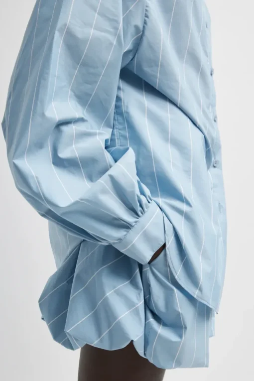 Striped Tech Poplin Raglan Tucked Shirt