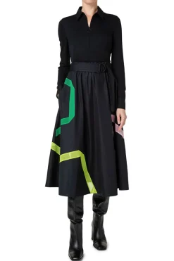 Techno Mesh Tape Intarsia Dress