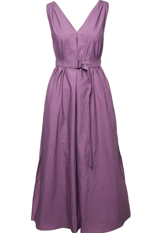 Techno Poplin Belted Dress