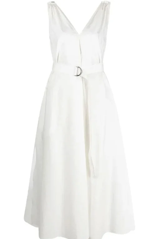 Techno Poplin Belted Dress