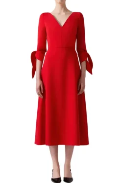 Tie-Sleeve Midi Dress
